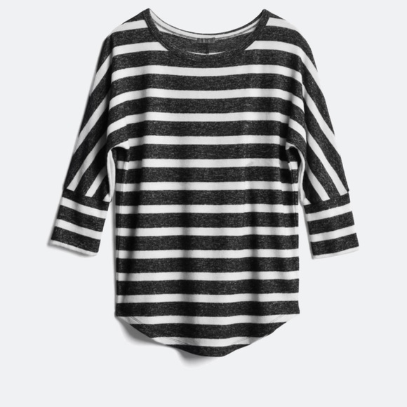 41 Hawthorn Corinna Brushed Dolman Knit Striped Top in Grey & White - Size Large - Picture 2 of 8